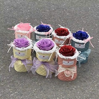 (Tặng kèm túi+ thiệp) Bó hoa sáp nhũ mini 1 bông cốt trụ siêu xinh quà tặng bạn nữ 8/3, 20/10, Valentine