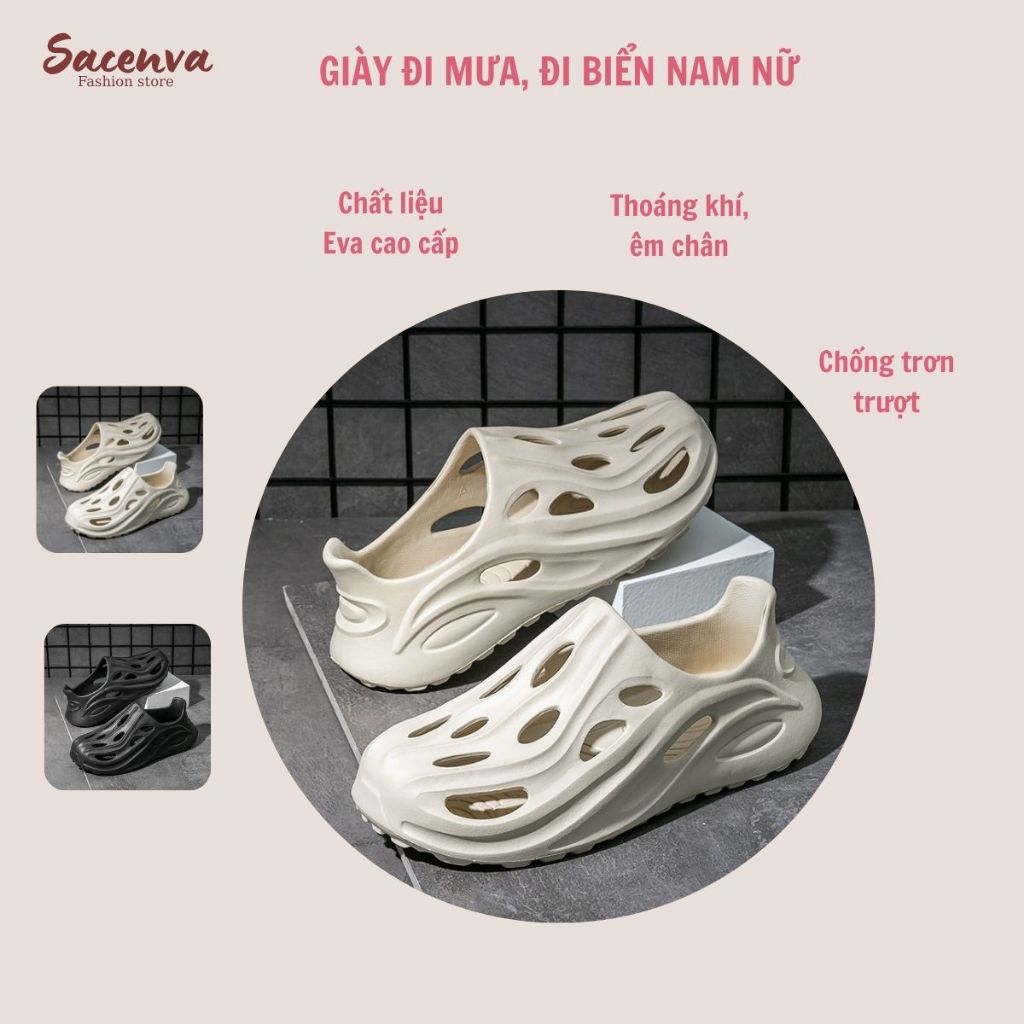 [Deal mở bán] Giày nhựa đi mưa đi biển cho nam và nữ chất liệu Eva mềm nhẹ thoáng khí GI04