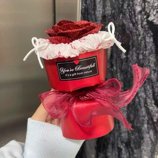 (Tặng kèm túi+ thiệp) Bó hoa sáp nhũ mini 1 bông cốt trụ siêu xinh quà tặng bạn nữ 8/3, 20/10, Valentine