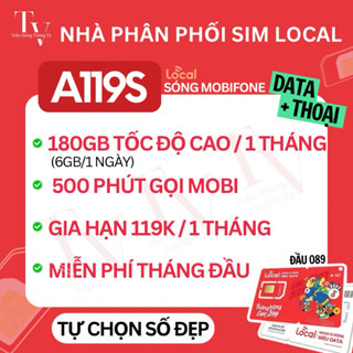 Sim [Vật Lý] 4G Local Mobi A119S/A139/A159 - Data tốc độ cao - Gọi nội mạng Mobi miễn phí - Sẵn tháng đầu - Tự chọn số