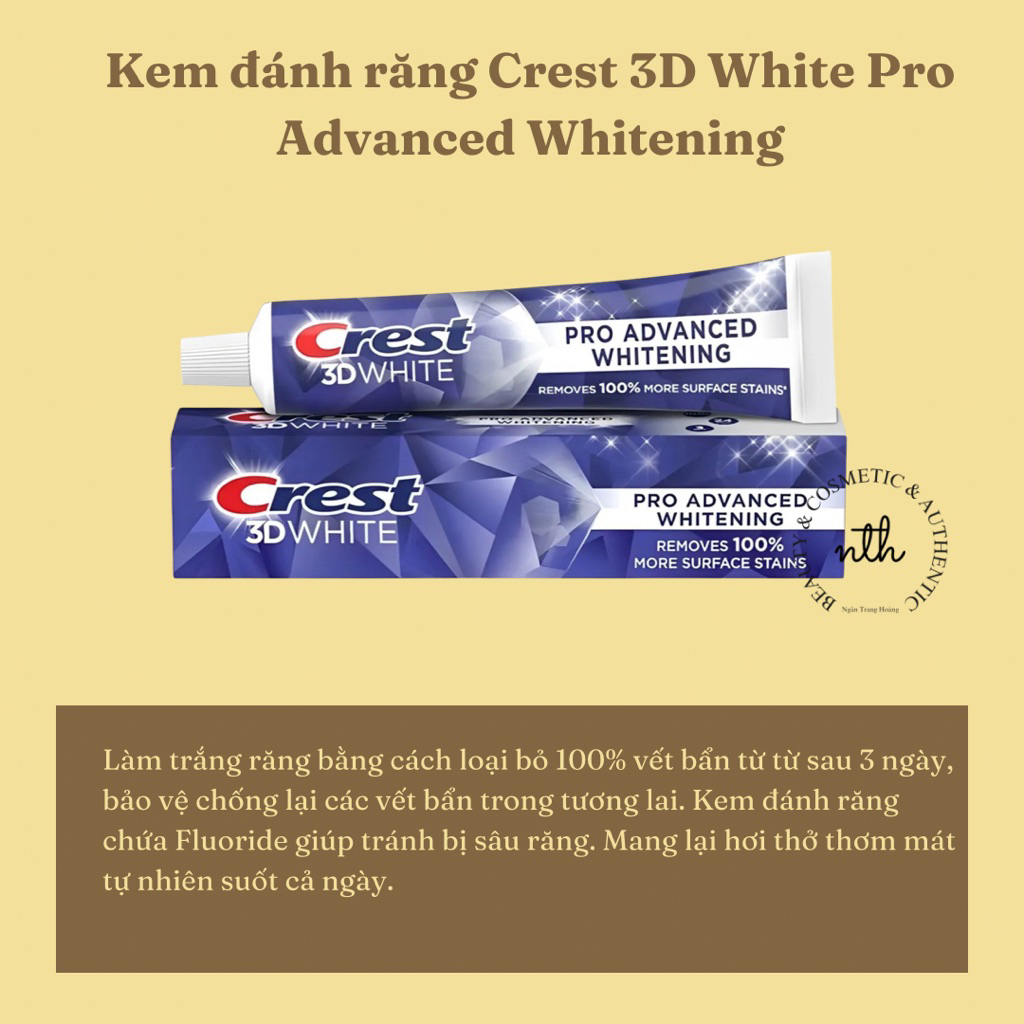 Kem đánh răng Crest 3D White Pro Advanced Whitening