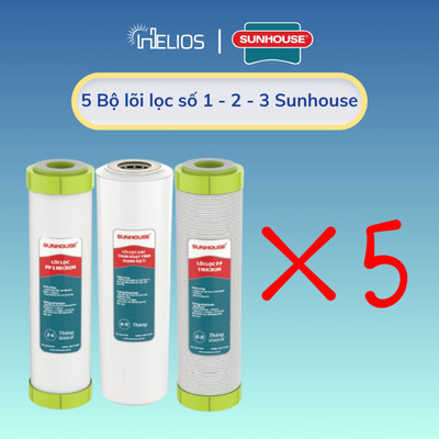 Sỉ 5 Bộ, 10 Bộ 3 lõi lọc thô 123 Sunhouse dùng cho máy lọc nước RO có 3 cốc lọc 10inch - Hàng chính hãng