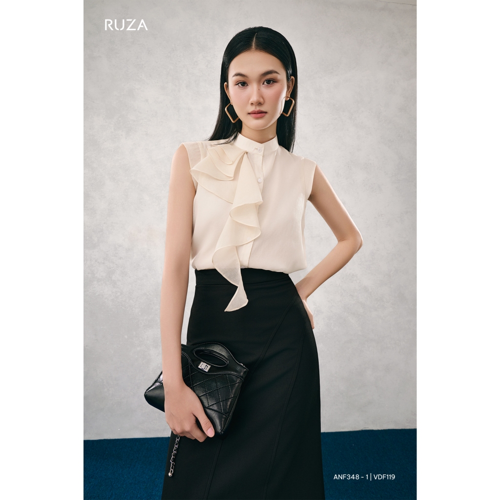 Áo sơ mi nữ tay ngắn RUZA thiết kế sang trọng thời trang công sở thanh lịch ANF348
