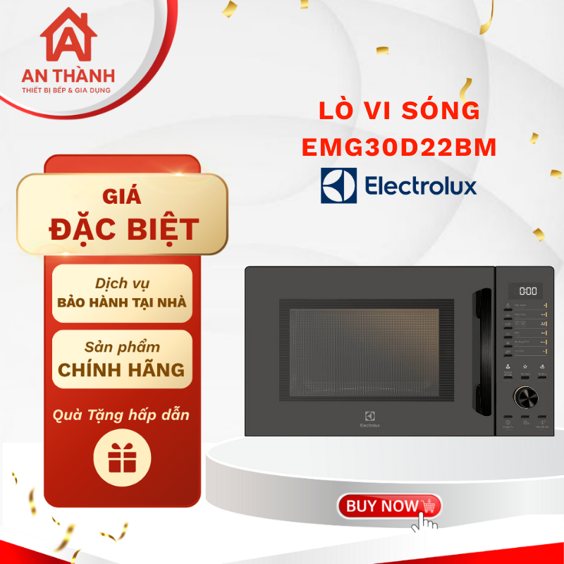 Lò vi sóng có nướng 30L Electrolux EMG30D22BM Nấu Nhanh, Nướng Đa Năng, Dung Tích Lớn