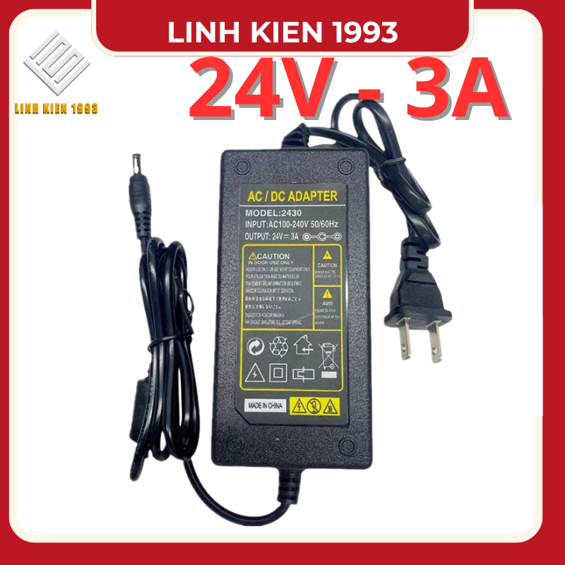 Adapter nguồn 24V 3A cao cấp – Adapter đổi nguồn AC sang DC 24V 3A, nguồn tổ ong, nguồn LED, nguồn c