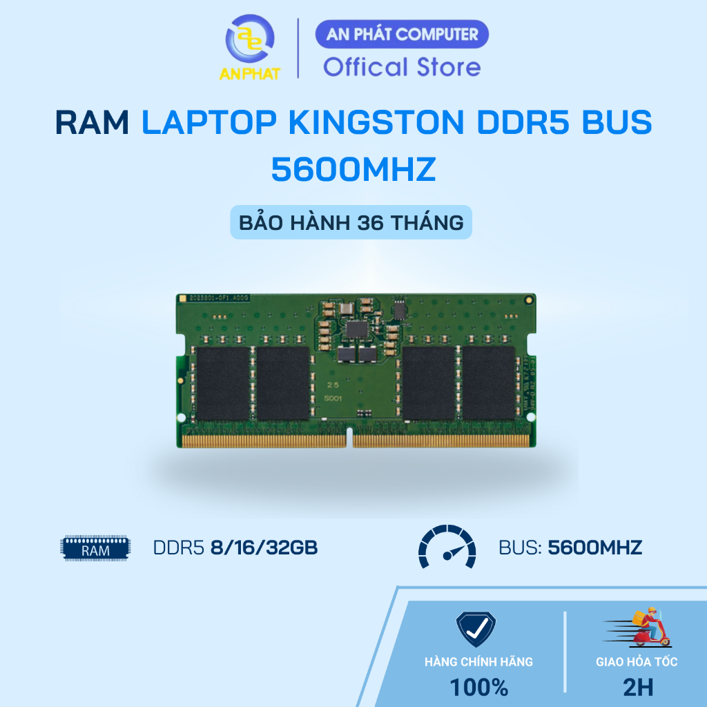 [FULL VAT] Ram Laptop Kingston 8GB/16GB/32GB DDR5 Bus 5600 MHz (HÀNG CHÍNH HÃNG | BẢO HÀNH 36 THÁNG)