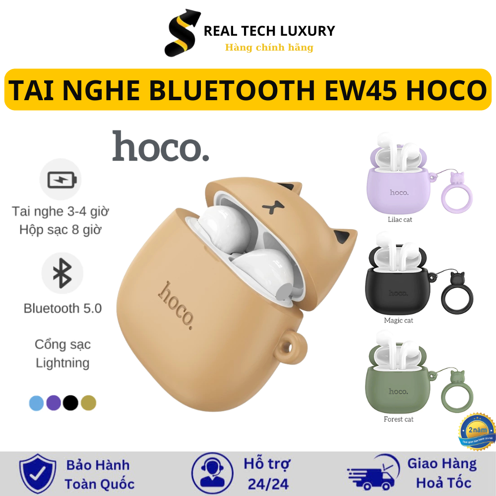 Tai Nghe Bluetooth 5.3 Hoco EW45 TWS – Nghe Nhạc 4H, Có Mic Đàm Thoại, Kèm Case Silicon Cute Cat