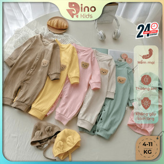  Body gấu dài tay thu đông cho bé 4-11kg. Bộ đồ dài cho bé trai bé gái mặc ngủ giữ ấm. Dino Kids 
