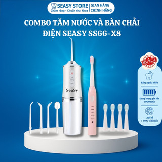 Combo tăm nước và bàn chải điện SeaSy SS66-X8 giúp vệ sinh răng miệng toàn diện tại nhà