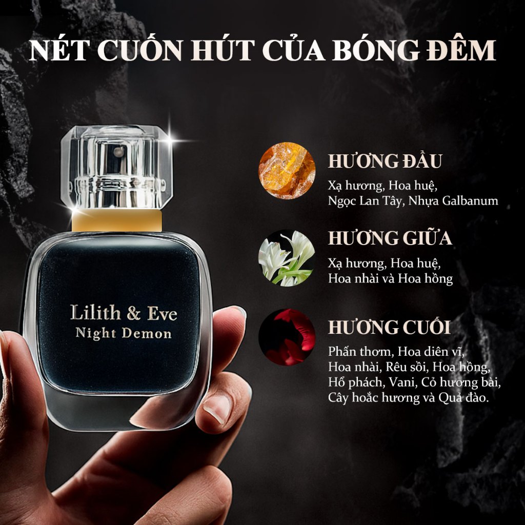 Nước hoa Lilith and Eve Night Demon Eau de Perfum 30ml nhóm hương gỗ tinh hương thơm lâu cuốn hút 5h