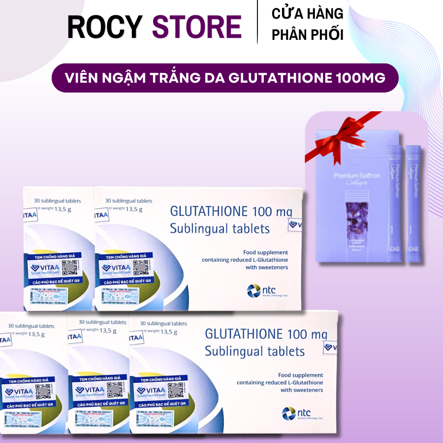 [COMBO 3 HỘP ] Viên Ngậm Trắng Da Glutathione 100mg Nhập Nhẩu Italy- Viên Trắng Da Toàn Thân