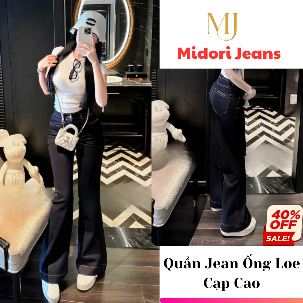 Quần jean nữ ống leo cạp cao, Quần bò jean xanh than chất jean mền mại thoải mái Hanzi Official QQ39