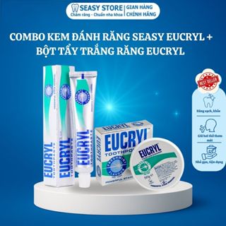  Combo Kem đánh răng Seasy Eucryl 62g + Bột tẩy trắng răng Eucryl 50g giúp trắng răng sạch mảng bám 
