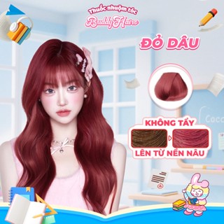 Thuốc nhuộm tóc màu ĐỎ DÂU, ĐỎ RƯỢU VANG thuốc nhuộm tóc không cần tẩy, kem nhuộm tóc tại nhà Buddyhairs tặng kèm dụng