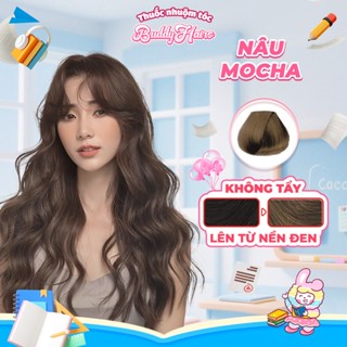 Thuốc nhuộm tóc màu NÂU MOCHA - NÂU TRÀ ĐEN thuốc nhuộm tóc không cần tẩy, kem nhuộm tóc tại nhà Buddyhairs tặng kèm dụn