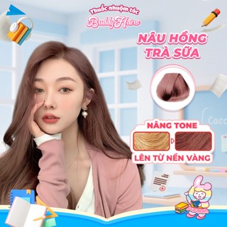 Thuốc nhuộm tóc màu NÂU HỒNG TRÀ SỮA, thuốc nhuộm tóc cao cấp, kem nhuộm tóc tại nhà Buddyhairs tặng kèm dụng cụ
