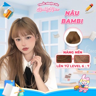 Thuốc nhuộm tóc màu NÂU VÀNG KHÓI, NÂU BAMBI thuốc nhuộm tóc không cần tẩy, kem nhuộm tóc tại nhà Buddyhairs tặng kèm d