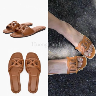  Dép Dét nâu dập phồng viền chỉ Fullbox sẵn 971 T2.1B 