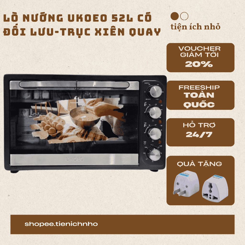 Lò Nướng Đối Lưu UKOEO 32L, 52L - Hàng Chính Hãng - Bảo Hành 12 Tháng