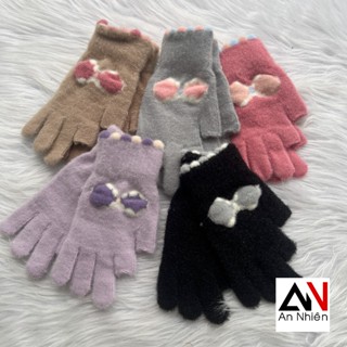  Găng tay bao tay LEN loại hở ngón chống nắng giữ ấm phong cách trẻ trung 
