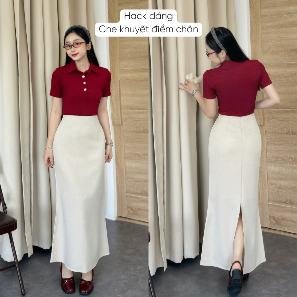 Chân váy đuôi cá xẻ tà Mely Fashion midi dáng dài công sở ôm body cạp cao tôn dáng dễ mặc dễ phối đồ có bigsize CV93 | BigBuy360 - bigbuy360.vn