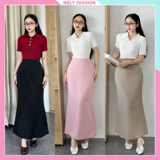Chân váy đuôi cá xẻ tà Mely Fashion midi dáng dài công sở ôm body cạp cao tôn dáng dễ mặc dễ phối đồ có bigsize CV93