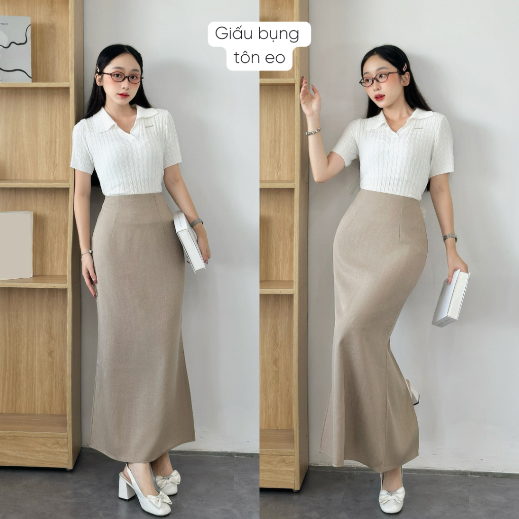 Chân váy đuôi cá xẻ tà Mely Fashion midi dáng dài công sở ôm body cạp cao tôn dáng dễ mặc dễ phối đồ có bigsize CV93 | BigBuy360 - bigbuy360.vn