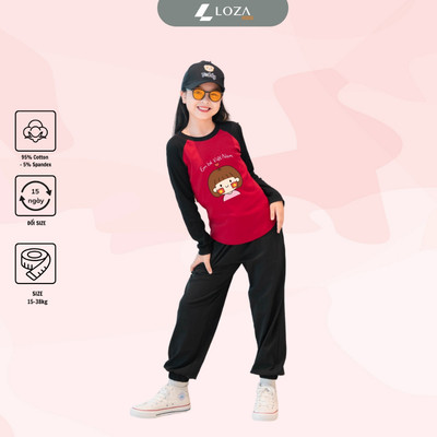 Bộ thu đông bé gái in hình bé gái Em bé Việt Nam - Bộ dài tay bé gái cân nặng từ 15-38kg-  Loza Kids BZ430