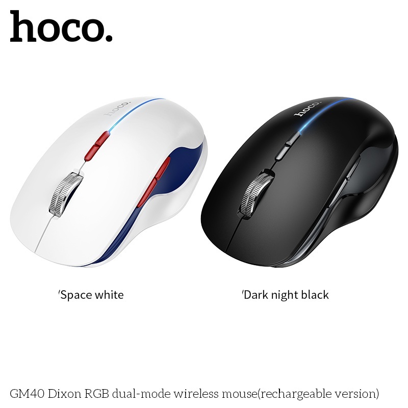 Chuột không dây Bluetooth kiêm Wireless 2.4G Hoco GM40 DPI 1600, Có Đèn Led, Pin sạc 1 lần dùng 7 ng