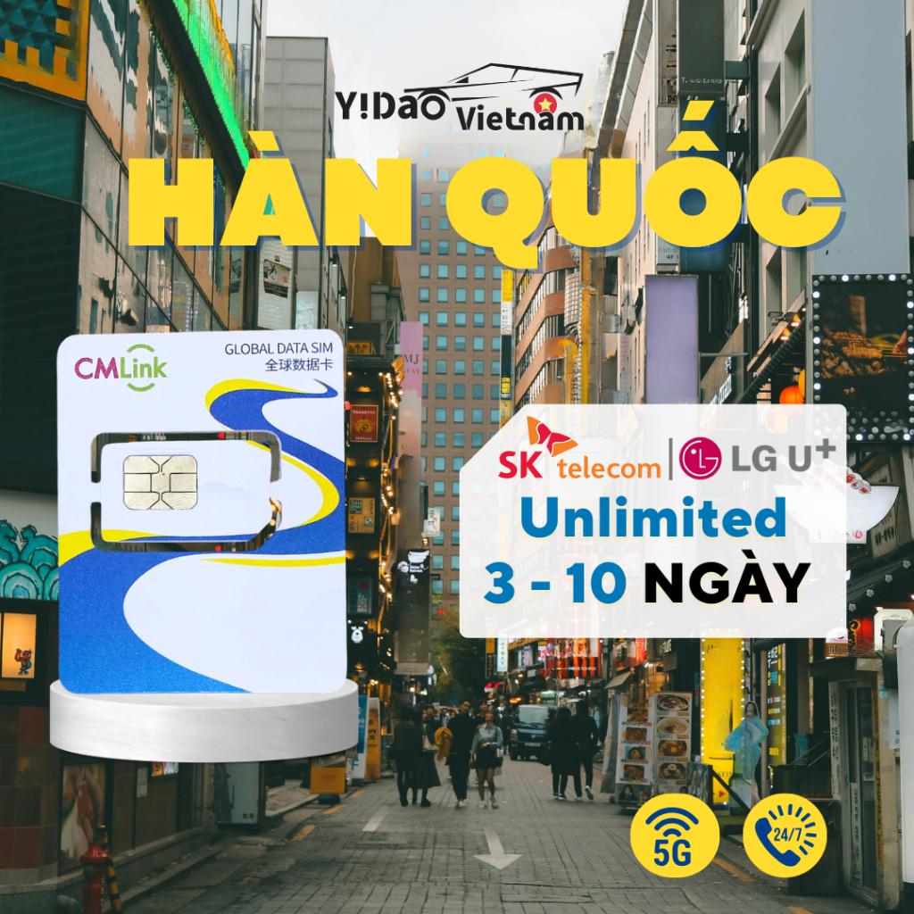 Sim Hàn Quốc 3 - 10 Ngày, Sim Du Lịch Hàn Quốc Tốc Độ Cao Kết Nối Mạng Ổn Định, Data Theo Ngày