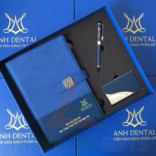 Giftset - Bộ Quà Tặng( Sổ Tay +Bút Ký + Hộp Namecard) TRI ÂN khắc tên ý nnghã