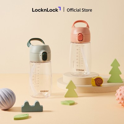 Bình nước nhựa LocknLock Little Luv Switch cap tritan straw cup HAP918 có ống hút dung tích 410ml - 2 Màu
