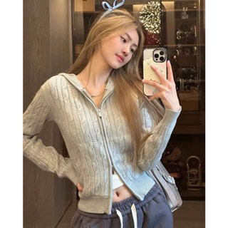    Bigsize 55-100kg  Áo khoác len vặn thừng mũ hoodie dip len thỏ mềm mịn -8386 