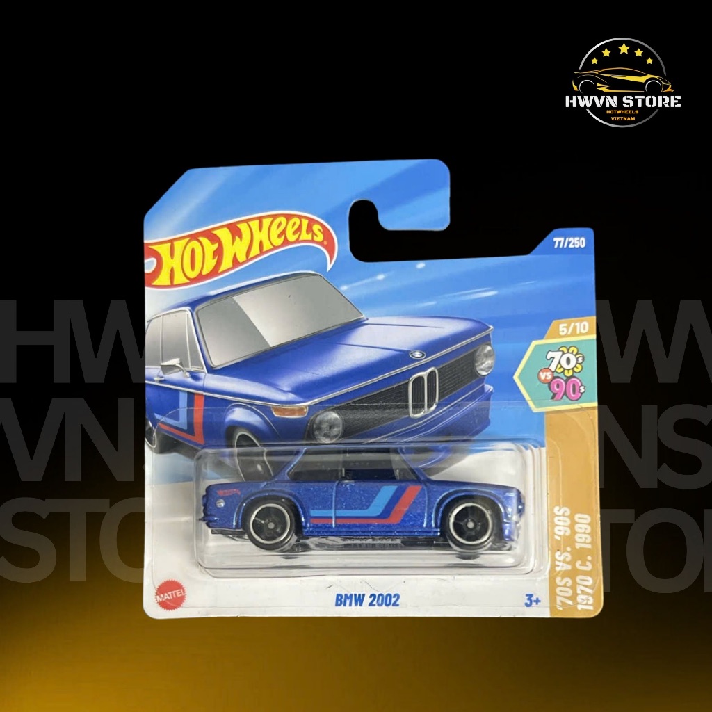 Xe mô hình Hotwheels Card Ngắn BMW 2002 màu xanh