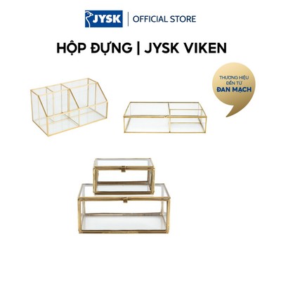 Hộp đựng | JYSK Viken | thủy tinh/kim loại | màu đồng | R12/8xD8/6xC5/4cm