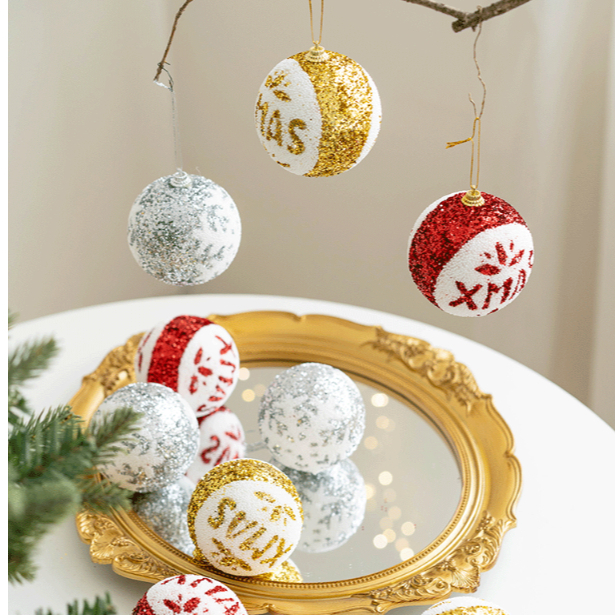 Set 3 Quả Châu Xmas Có Đèn Phát Sáng E80 Treo Cây Thông Noel Phụ Kiện Trang Trí Giáng Sinh