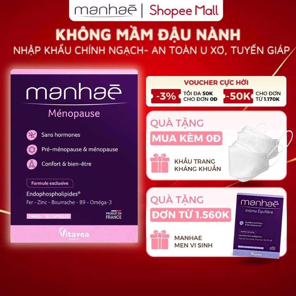 Nội Tiết Tố Nữ Manhae Cải Thiện Kinh Nguyệt, Làm Chậm Lão Hóa, Giúp Ngủ Sâu Và Ngon Giấc Chính Hãng Từ Pháp