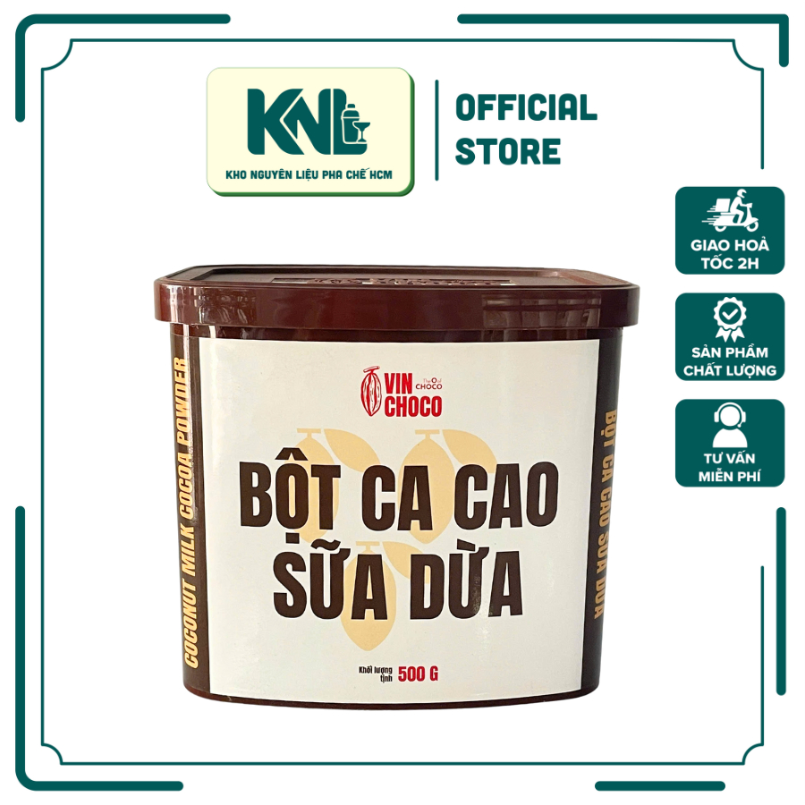Bột cacao sữa dừa 500g VIN CHOCO - Làm sốt cacao, milo dầm, cacao sữa tươi