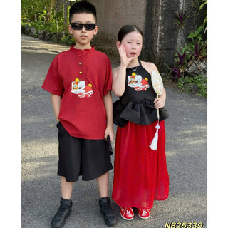 Set bộ trung thu cho bé trai, bé gái, bộ áo yếm chân váy lụa bé gái,  bộ cổ tàu bé trai 8-30 kg Moon kids