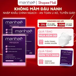 Combo 3 hộp viên nội tiết Manhea Ménopause cân bằng nội tiết, điều hòa kinh nguyệt chống lão hóa 30v