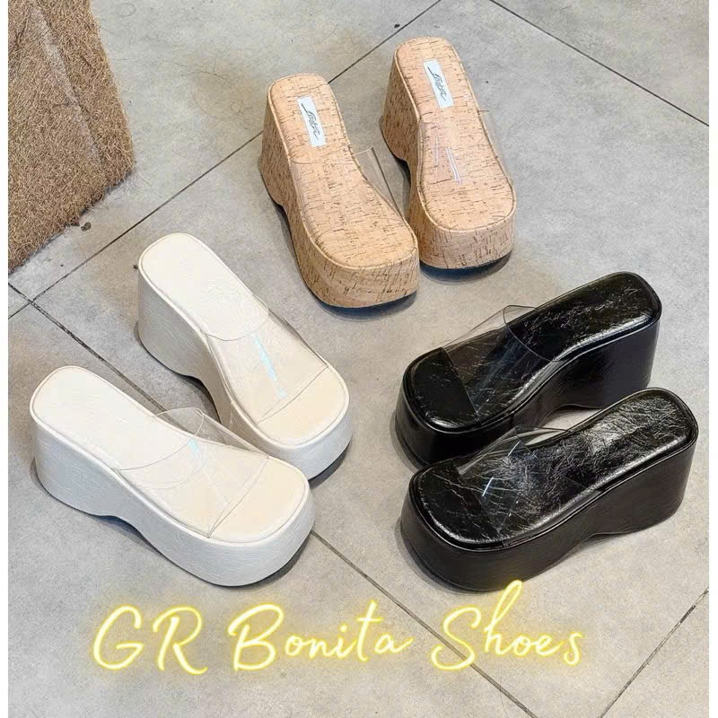 NS4 Dép xuồng đế uốn quai mica cao 10 cm - Bonita Shoes BM290.