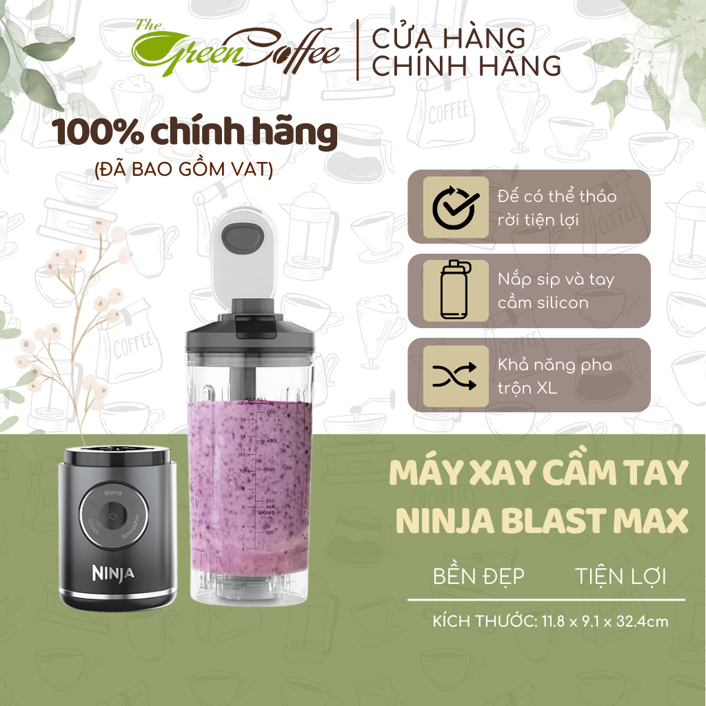 Máy xay cầm tay Ninja Blast Max Portable Blender - Pin Sạc Tiện Lợi Du Lịch - TheGreenCoffee