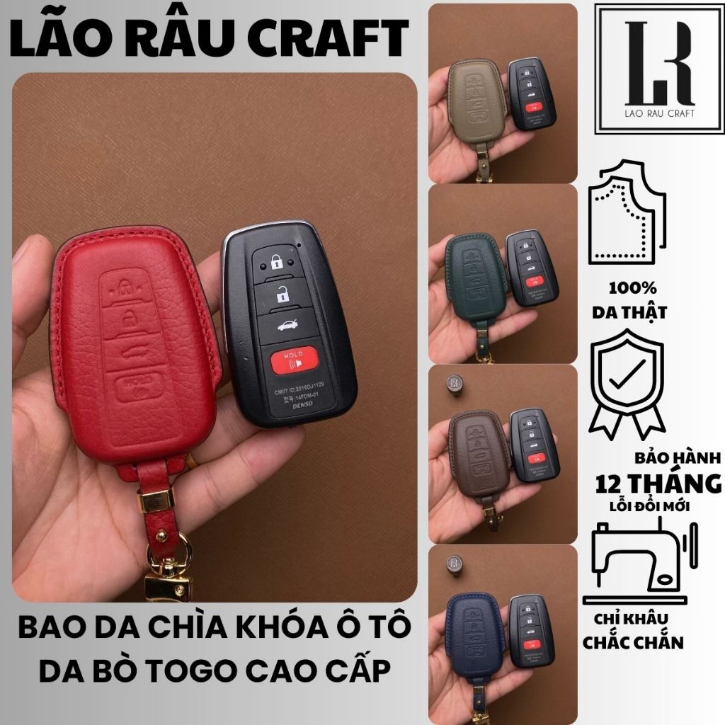  Bao da chìa khoá xe ô tô Toyota  Camry 2019-2024 Cross 2022-2025  bọc chìa khoá xe hơi da bò Togo thật TOY_D4 