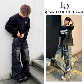 Quần Jean Túi Hộp Nam Nữ Suông Ống Rộng Lưng Cao Quần Jean Unisex Chất Jean Denim Phong Cách HIPHOP MIAA
