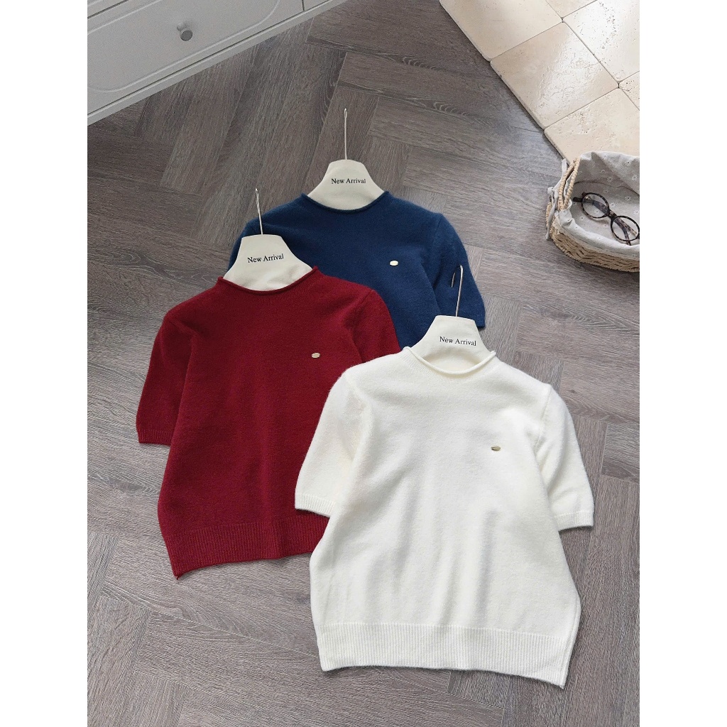 (ẢNH OLDSCHOOL) Áo len lông thỏ nữ lông thỏ tay cộc cổ vát tròn TAG SẮT A401 | BigBuy360 - bigbuy360.vn