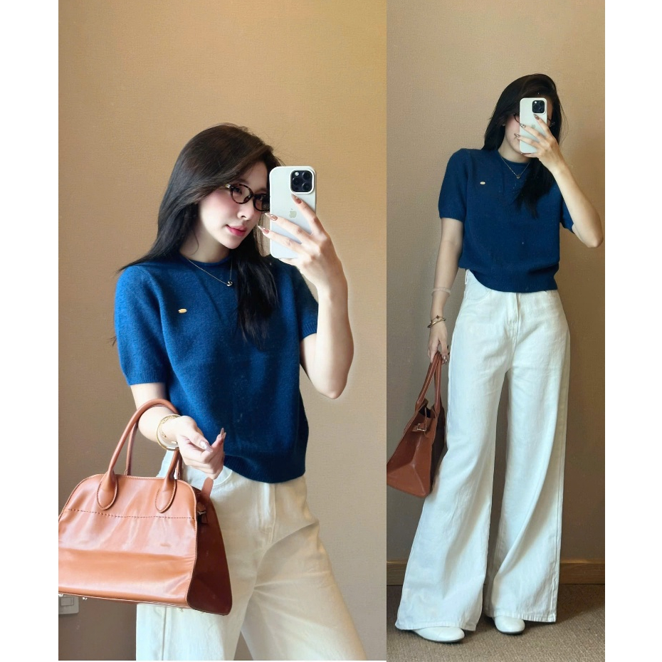 (ẢNH OLDSCHOOL) Áo len lông thỏ nữ lông thỏ tay cộc cổ vát tròn TAG SẮT A401 | BigBuy360 - bigbuy360.vn