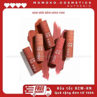  Son Bùn INTO YOU Lì Mịn Độ Che Phủ Tốt Lấp Đầy Rãnh Môi Dễ Tán Hợp Da Trắng Makeup Style Trung EM01 Mini 1g 