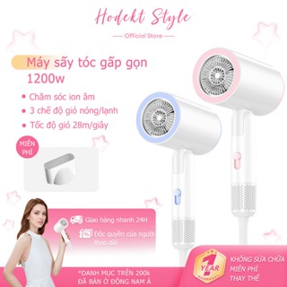 Máy Sấy Tóc Gấp Gọn HODEKT 1200W Bản Mới 3 Chế Độ Gió Nóng Lạnh Đèn Ánh Sáng Xanh Bảo Vệ Tóc Di Động