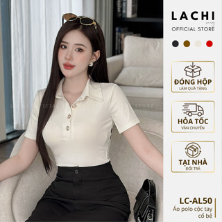 Áo thun nữ công sở LACHI cổ bẻ polo khuy đồng chất thun tăm lạnh cao cấp mềm mịn co giãn LC-AL50