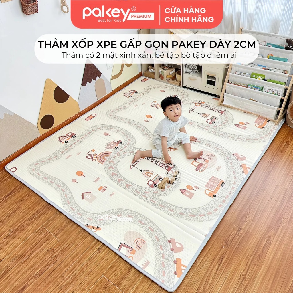 Thảm Gấp Gọn PAKEY Siêu Dày 2cm Cho Bé Tập Bò, Tập Đi, Vui Chơi Êm Ái, Thảm Trải Sàn Cho Bé Đa Năng